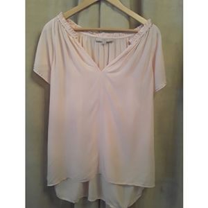 Pale pink LOFT  high low with beaded accents